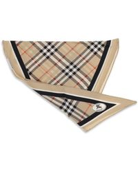 Burberry - Check Silk Scarf With Knight Stamp - Lyst