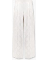 Fendi - Jacquard Silk Trouser With Floral Motif - Lyst