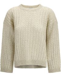 Brunello Cucinelli - Dazzling Cable Linen Sweater With Openwork Ribbing - Lyst