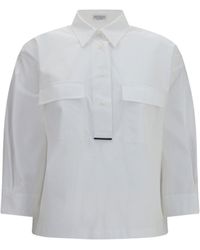 Brunello Cucinelli - Cotton Shirt With Monili Details - Lyst