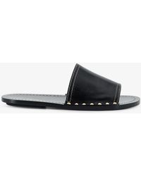 TOTEME - Low Leather Sandals With Metal Studs On The Sides - Lyst