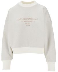 Emporio Armani - Lurex Jersey Sweatshirt With Logo - Lyst