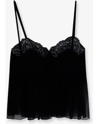 Chloé - Silk Top With Lace Profiles - Lyst