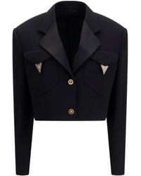 Versace - Cropped Wool Blazer - Lyst
