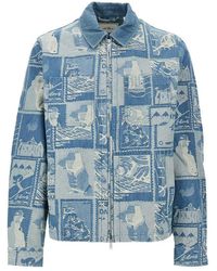Les Deux - Stamp Jacquard Denim Jacket - Lyst