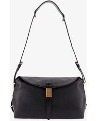 Pinko - Leather Shoulder Bag With Metal Detail With Engraved Logo - Lyst