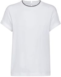 Brunello Cucinelli - Embroidered Collar Cotton T-Shirt - Lyst