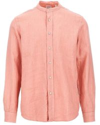 Aspesi - Linen Shirt With Mandarin Collar - Lyst