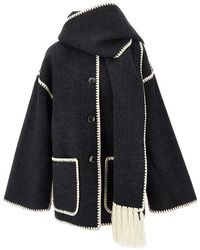 TOTEME - Wool-Blend Coat With Integrated Scarf - Lyst