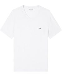EA BODYWEAR - Stretch Modal T-Shirt With Logo Embroidery - Lyst
