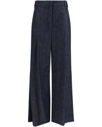Brunello Cucinelli - Denim Effect Twill Wide Pants - Lyst