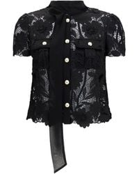 Self-Portrait - Tie-Neck Top - Lyst
