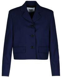 MSGM - Virgin Wool Crop Blazer - Lyst