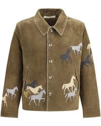 BAZISZT - Valero Suede Jacket Khaki - Lyst