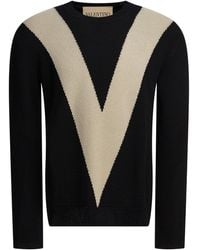 Valentino - Wool Sweater With Inlaid V Knitwear - Lyst