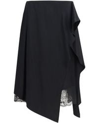 Acne Studios - Layered Satin Skirt With Lace Details - Lyst