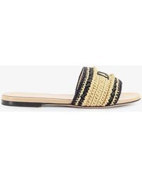 Dior - Dior Dior Woven Dioriviera Technical Fabric And Crochet Raffia Sandals - Lyst