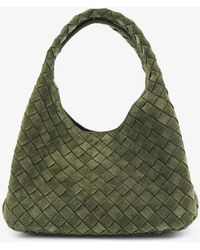 Bottega Veneta - Campana Intrecciato Suede Shoulder Bag - Lyst