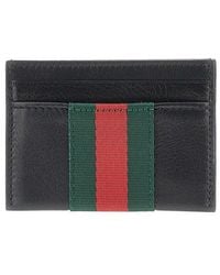 Gucci - Leather Cardholder With Web Detail - Lyst