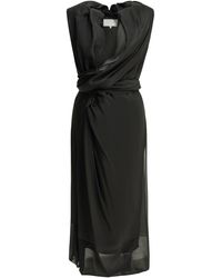Maison Margiela - Draped Silk Acetate Polyamide Silk Midi Dress - Lyst