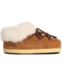 Moonboot - 'Evx' Cognac Suede Slippers - Lyst