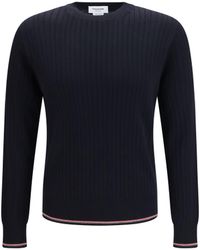 Thom Browne - Crewneck Cotton Knit Sweater - Lyst