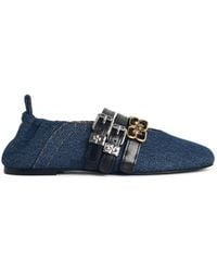 Ganni - 'Sporty' Denim Ballet Flats 'Rinse' - Lyst