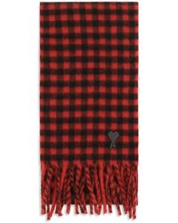 Ami Paris - Ami De Coeur Checked Wool Scarf - Lyst