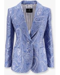Etro - Silk Blend Single-Breasted Blazer - Lyst