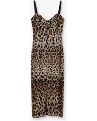 Dolce & Gabbana - Dolce & Gabbana Stretch Fabric Long Dress With Animal Print - Lyst