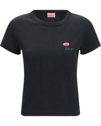 KENZO - Tulip Embroidered Cotton T-Shirt - Lyst