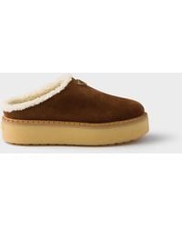 Prada - Suede Leather Slides - Lyst