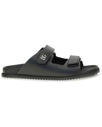 Dolce & Gabbana - Dolce & Gabbana Calfskin Leather Sandals Nero - Lyst