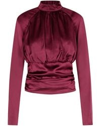 ROTATE BIRGER CHRISTENSEN - Kala' Burgundy Silk Blouse - Lyst
