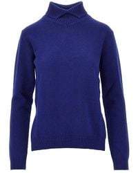 Jil Sander - Split Collar Wool Sweater - Lyst