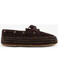 Paloma Barceló - Penelope Suede And Raffia Loafers - Lyst