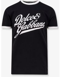 Dolce & Gabbana - T-Shirt With A Logo And Velvet Finish - Lyst