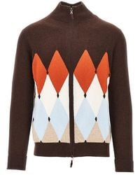 Ballantyne - Diamond-Shaped Cashmere Cardigan - Lyst