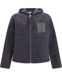 Loewe - Wool Blend Hooded Jacket Dark - Lyst