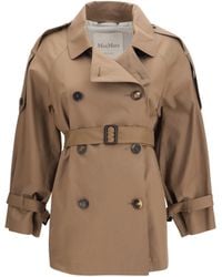 Max Mara - Short Water Repellent Twill Trench Coat - Lyst