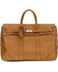 Brunello Cucinelli - Leather Travel Bag With Logo - Lyst