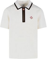 CASABLANCA - Waffle Stitch Wool Polo Shirt - Lyst