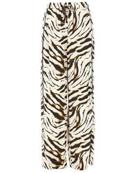 Ganni - Satin Pants With Zebra-Striped Print - Lyst