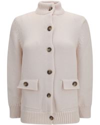 Ella - High Neck Cardigan Panna - Lyst