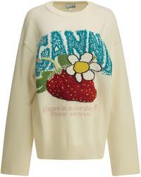 Ganni - "Strawberry" Crew-Neck Sweater - Lyst