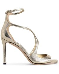 Jimmy Choo - Azia 95' Platinum Fabric Sandals - Lyst
