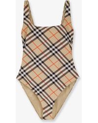 Burberry - Nylon One-Piece Swimsuit With Check Print - Lyst