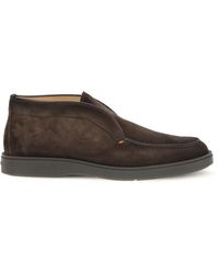 Santoni - Suede Slip-On Ankle Boots - Lyst