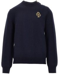 Dolce & Gabbana - Wool Sweater With Embroidered Patch - Lyst