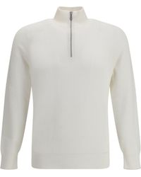 Brunello Cucinelli - Cotton Sweater With A High Neckline - Lyst